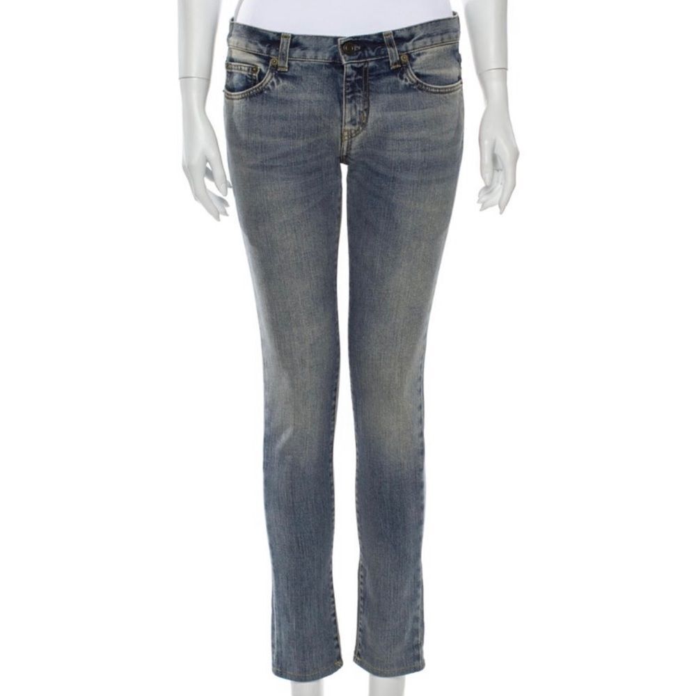 Saint-Laurent Mid-Rise Skinny Blue Jeans - Size 27